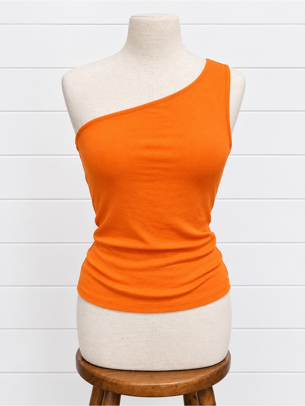 One-Shoulder Orange Women's Tank Top